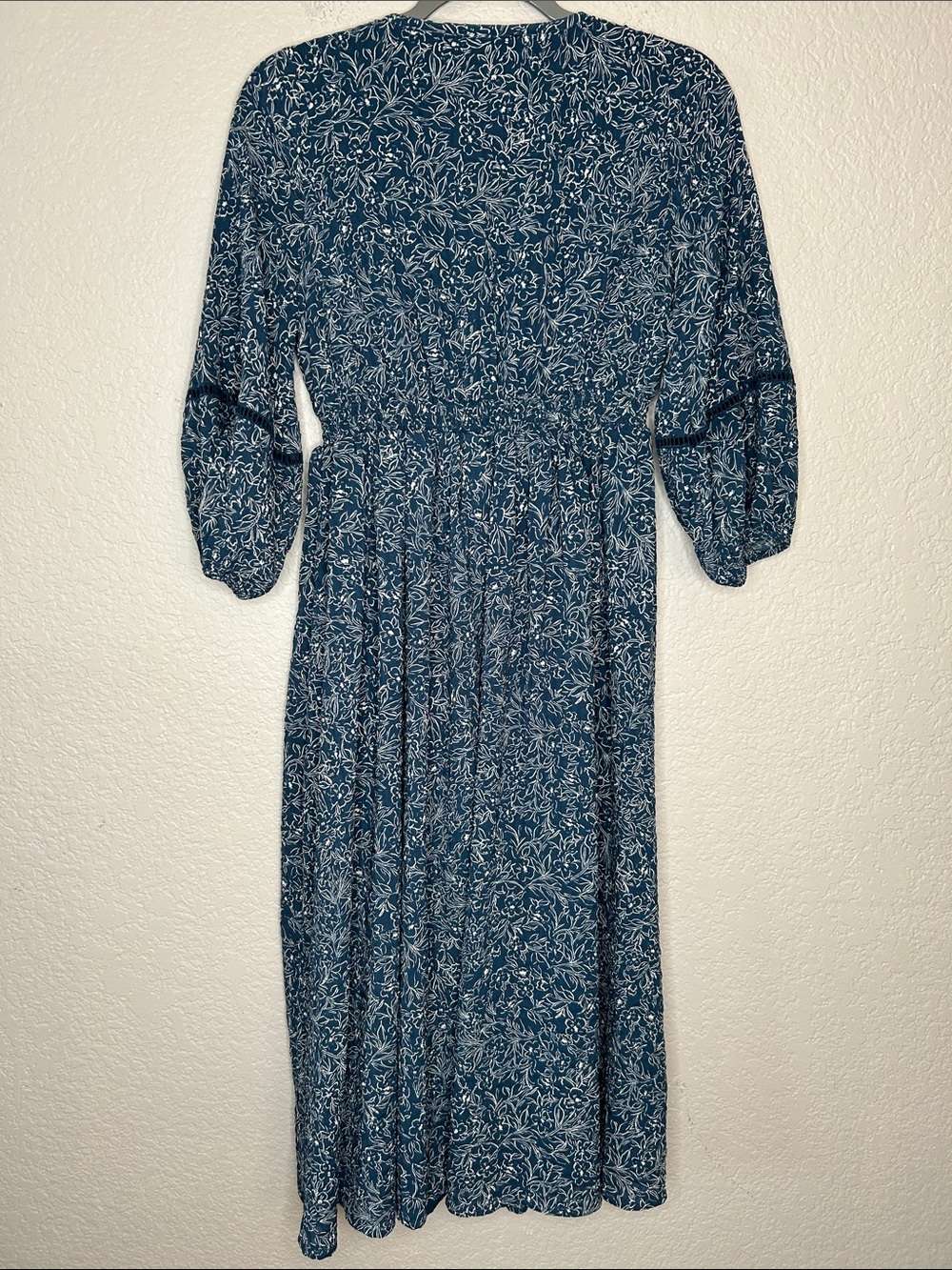 HATCH Blue Floral Smocked Maternity Midi Dress XS V Neck - Picture 7 of 7